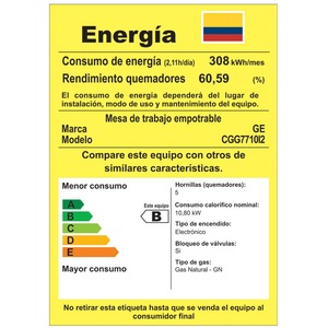 Cubierta de Empotre a Gas 77 cm Inoxidable GE - CGG7710I2