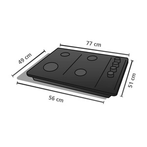 Cubierta de Empotre a Gas 77 cm Vidrio Negro GE - CGG7715V2