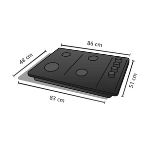Cubierta de Empotre a Gas 86 cm Vidrio Negro GE - CGG8615V2