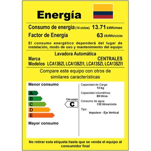 Lavadora Automática de 13Kilos Gris Centrales - LCA13SZI1