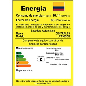 Lavadora Automática de 9Kilos Silver Centrales - LCA90SZI2