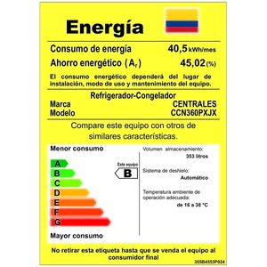 Nevera No Frost de 360L Gris Centrales - CCN360PXJX