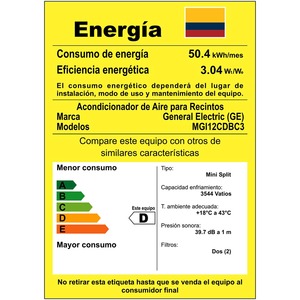 Aire Acondicionado Inverter 220v 12000 Btus Negro GE - MGI12CDBC3