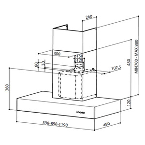 Campana de Pared 120cm Inoxidable GE Profile - CGP1219S