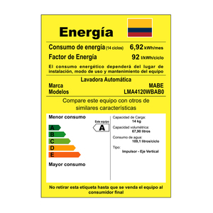 Lavadora Digital Automática de 14 kg Blanco Mabe - LMA4120WBAB0