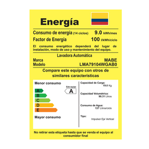 Lavadora Automática Infusor de 19 kg Blanca Mabe - LMA79104WBAB0