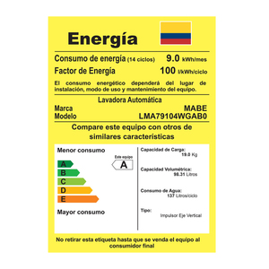 Lavadora Automática Infusor de 19 kg Gris Mabe - LMA79104WGAB0