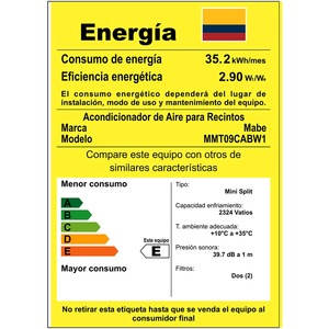 Aire Acondicionado Convencional 110v 9000 Btus Blanco Mabe - MMT09CABW1