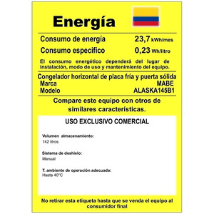 Congelador/Refrigerador Horizontal de 145L Blanco Mabe - ALASKA145B1