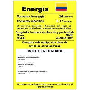 Congelador 6.9 cu ft Blanco Mabe - ALASKA195B1