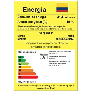 Congelador Vertical de 305L Silver Mabe - ALASKAV305S0