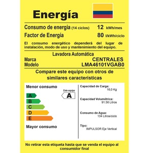 Lavadora Automática de 16Kilos Gris Mabe - LMA46101VGAB0