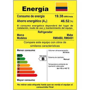 Minibar de 90L Blanco Mabe - RM04B0