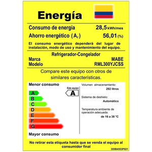 Nevera No Frost de 300L Extreme Inoxidable Mabe - RML300YJCSS