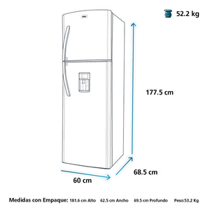 Nevera No Frost 300 Lts. Brutos Panel Digital Extreme Inox Mabe-RMA300FZCU