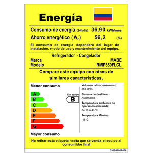 Nevera No Frost 360 Lts. Brutos Platinum Mabe - RMP360FLCL