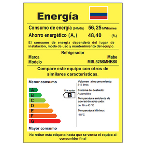 Nevecón No Frost de 525Lts. Brutos Inoxidable Mabe - MSL525SMNBS0