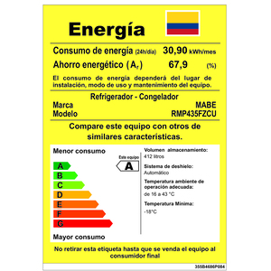 Nevera No Frost Inverter 420 Lts. Brutos Inox Mabe - RMP435FZCU