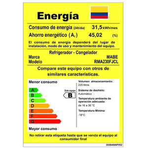 Nevera No Frost 230 L Brutos Platinum Mabe - RMA230FJCL