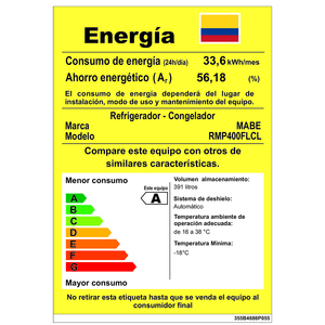 Nevera No Frost 400 L Brutos Platinum Mabe - RMP400FLCL