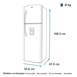 Nevera No Frost 250 Lts. Brutos Inox Mabe - RMA255FYCU