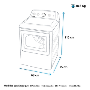 Secadora a gas 24 kg Diamond Gray Mabe - SMG17R8MSDAB0