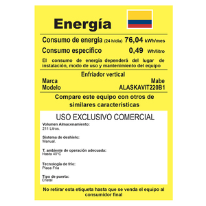 Refrigerador Vertical de 216 Lts. Brutos Blanco Mabe - ALASKAVIT220B1