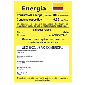 Refrigerador Vertical de 316 Lts. Brutos Blanco Mabe - ALASKAVIT320B1