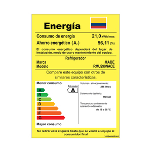 Nevera Frost de 290 Lts. Brutos Gris Mabe - RMU290NACE