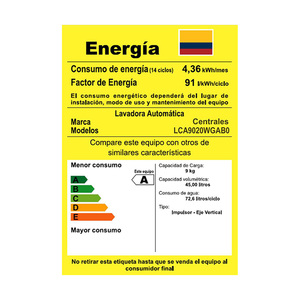 Lavadora Digital Automática de 9 kg Gris Centrales - LCA9020WGAB0