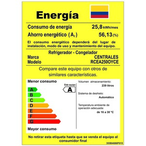Nevera No Frost 250 Lts. Brutos Gris Centrales - RCEA250OYCE