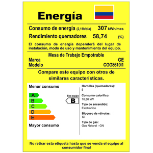 Cubierta a gas 85 cm Inoxidable GE - CGG8610I1