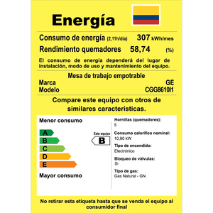 Cubierta a gas 85 cm Inoxidable GE - CGG8610I1