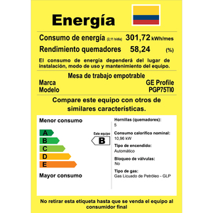 Cubierta de piso 76 cm Acero Inoxidable GE Profile - PGP75TI0