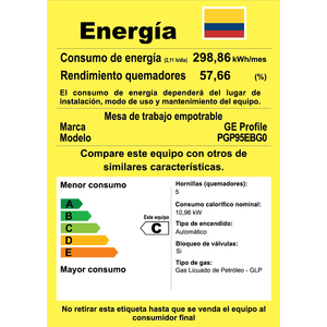 Cubierta de Empotrar 90cm Gas on Glass GE Profile - PGP95EBG0