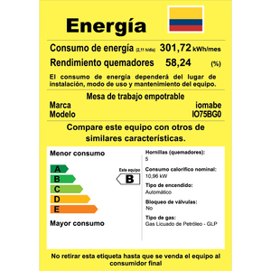 Cubierta de Empotrar 76cm Negra Io Mabe - IO75BG0