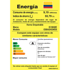 Horno de Empotrar a Gas 80cm Panel touch Negro IO Mabe - IO8042HGWD0