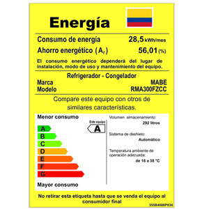 Nevera No Frost 300 Lts. Brutos Panel Digital Black Stainless Steel Mabe-RMA300FZCC