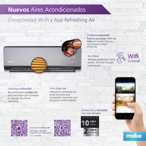 Aire Acondicionado Inverter 220 v 18000 BTUs Espejo MABE - MMI18CDMCCC8