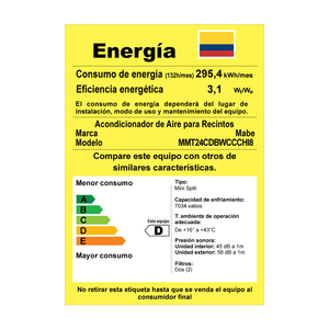 Aire Acondicionado Convencional 220 V 24000 BTUs Blanco Mabe - MMT24CDBWCCCHI8