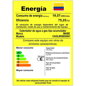 Calentador de Acumulación de 30 Galones Blanco Mabe - CAGLM3005AN1