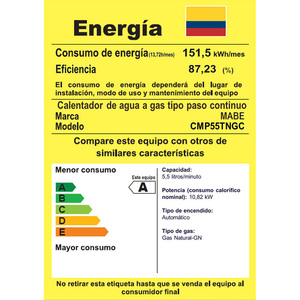 Calentador de Tiro Natural 5.5 L Silver Mabe - CMP55TNGC