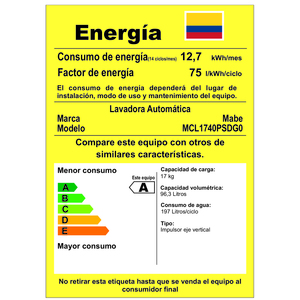 Centro de lavado 17 kg Diamond Gray Mabe - MCL1740PSDG0