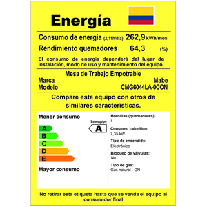 Cubierta de Empotrar 60cm Inoxidable Mabe - CMG6044LA-0CON