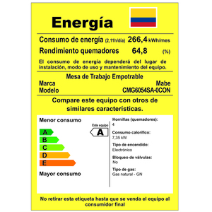 Cubierta de Empotrar de 60cm Inoxidable Mabe - CMG6054SA-0CON