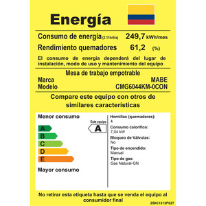Cubierta de Empotrar de 60cm Inoxidable Mabe - CMG6044KM-0CON