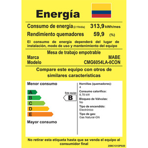 Cubierta de Empotrar de 60cm Inoxidable Mabe - CMG6054LA-0CON