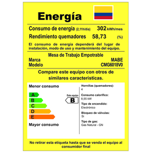 Cubierta de Empotrar 60cm Vidrio Templado Negra Mabe - CMG6018V0