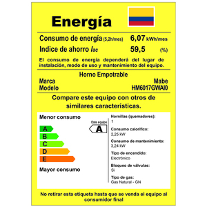 Horno de Empotrar a Gas 60cm Inoxidable Mabe - HM6017GWAI0
