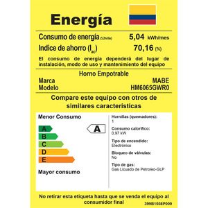 Horno de Empotrar a Gas 60cm Panel touch Mabe - HM6065GWR0